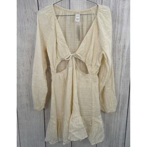 L*Space Dress Women LARGE Cream Feelin Fine Mini Coverup Lightweight 100% Cotton